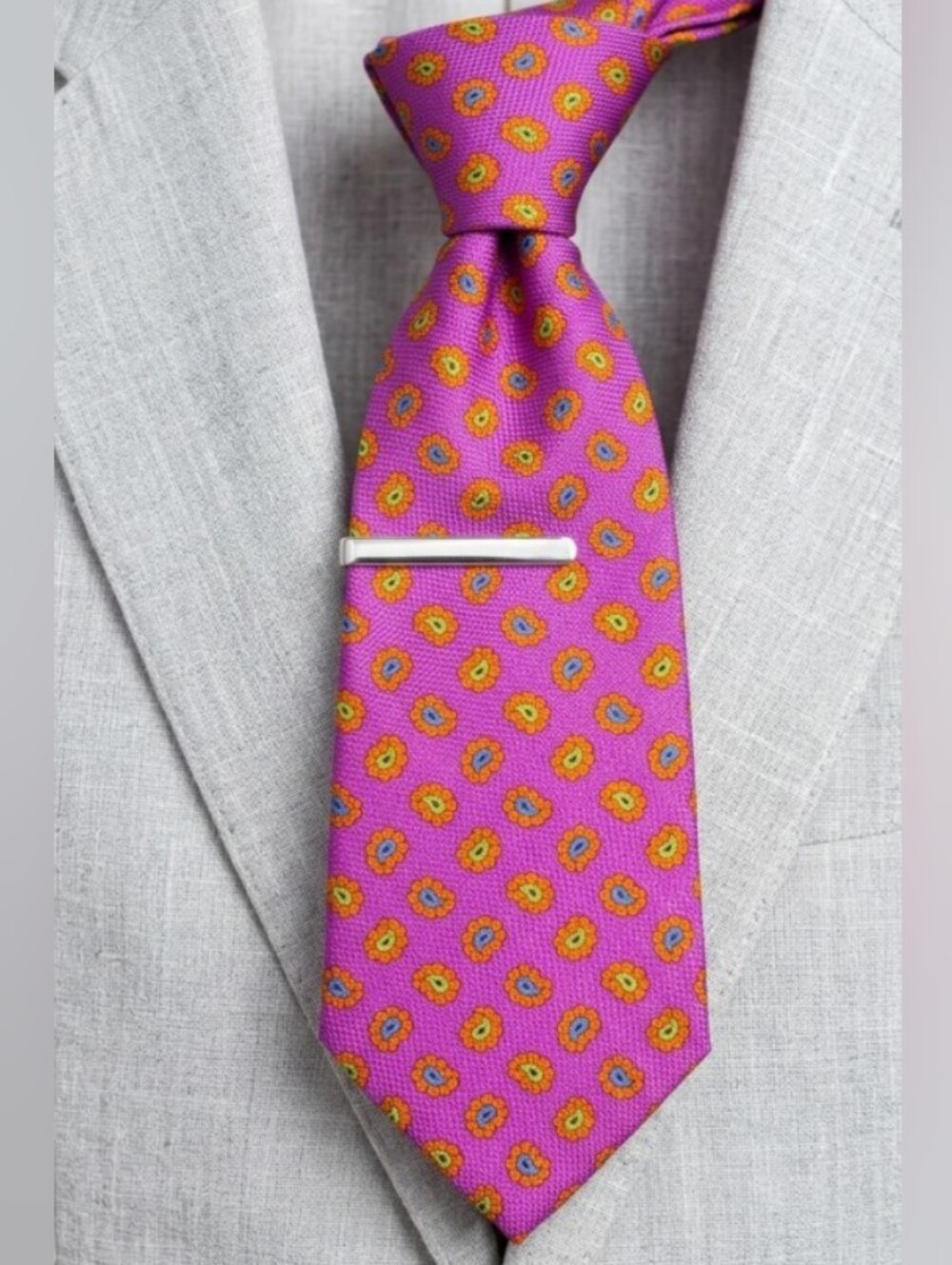 Ted Baker Pink Floral Motif Silk & Wool Tie Unisex Lux Summer Accessories